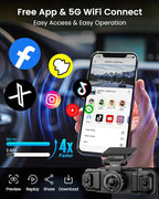 IIWEY N5 4 Channel Dash Cam 360° View, 1080P Front and Rear Inside, Left Right Dash Camera for Cars, 8 IR Lamps Night Vision,