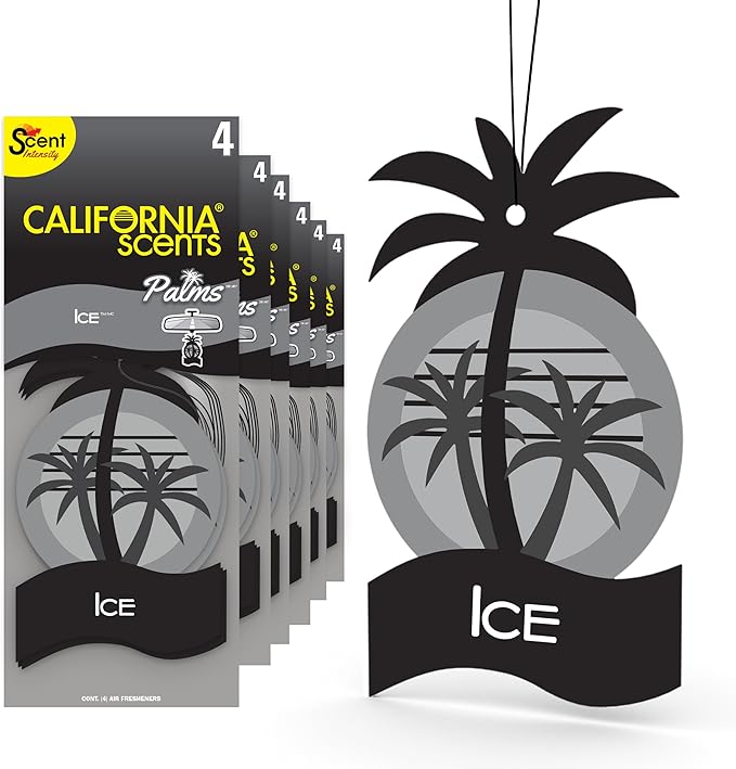 California Scents Palms Ice Paper Car Air Freshener, Pack of 6 x 4 units