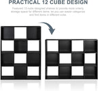 SUPER DEAL 12 Cube Storage Organizer, Open Shelf Bookcase, Wood Cubical Shelves Closet Cabinet Display Unit with 6 Removable 