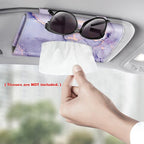 CaseBot Car Visor Tissue Holder, Sun Visor Napkin Holder, Mask Holder for Car, PU Leather Backseat Tissue Box for Car Truck SUV, Lilac Marble