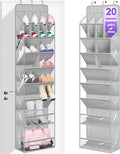MISSLO Clear Over the Door Shoe Organizer Large Deep Pockets Hanging Shoe Rack for Closet Fit 20 Pairs Shoe Holder for Sneake