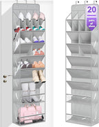 MISSLO Clear Over the Door Shoe Organizer Large Deep Pockets Hanging Shoe Rack for Closet Fit 20 Pairs Shoe Holder for Sneake