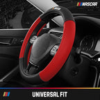 NASCAR Steering Wheel Cover, Two-Tone Red Leather Patchwork, Universal Fit 14.5"-15.5" Steering Covers for Cars, Anti-Slip, S
