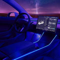 Nestour Interior Car Neon Lights Fit for Tesla Model 3 Y 2016-2020, (Center Console+Dashboard+2 Foot Lights) with Matching Armrest Organizer, Tesla Ambient Lights, APP-Controlled RGB LED Strip Lights