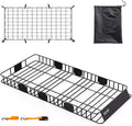 Bonnlo 250lbs Extendable Rooftop Cargo Carrier,84 * 39 * 5.5inch Universal Roof Rack Basket with Rubber Net,Storage Bag,Straps,for SUV/Truck/Van