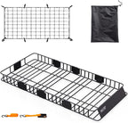 Bonnlo 250lbs Extendable Rooftop Cargo Carrier,84 * 39 * 5.5inch Universal Roof Rack Basket with Rubber Net,Storage Bag,Straps,for SUV/Truck/Van