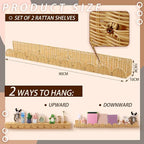 Pinkunn 4 Pcs Nursery Book Shelves 35.4 Inch Rattan Scalloped Floating Bookshelves Wicker Boho Book Shelf for Wall Mounted De