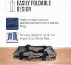 Extra Large Utility Tote Bag - Oversized Collapsible Tote with Wire Frame, Durable Reusable for Beach, Groceries, Laundry, Car Trunk, Storage and Travel - Includes 5x7 Bag with Hook - Leopard