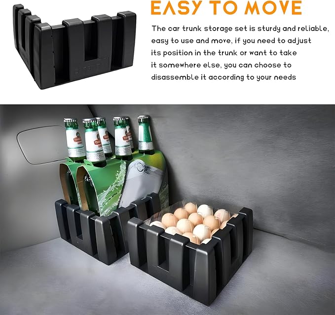 4PCS Multipurpose Cargo Organizer Blocks, Plastic Cargo Storage Organizer Blocks for Wool Carpet Trunk, Grocery Trunk Divider