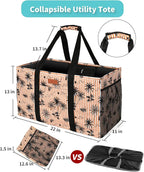 MHOMER Reusable Grocery Bags Extra Waterproof Large Utility Tote Bag with Carrying Handles Foldable Shopping Bags for Storage Space Saving Reinforced Bottom Durable Oxford Fabric Coconut Pattern