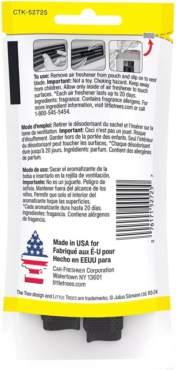 LITTLE TREES Car Air Freshener Vent Wrap Provides Long-Lasting Scent, Invisibly Fresh. Caribbean Colada, 16 count, 4-Packs