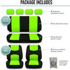 FH Group Flat Cloth Full Set Car Seat Covers Three Row 7 Seater - Universal Fit for Cars, Trucks & SUVs Green