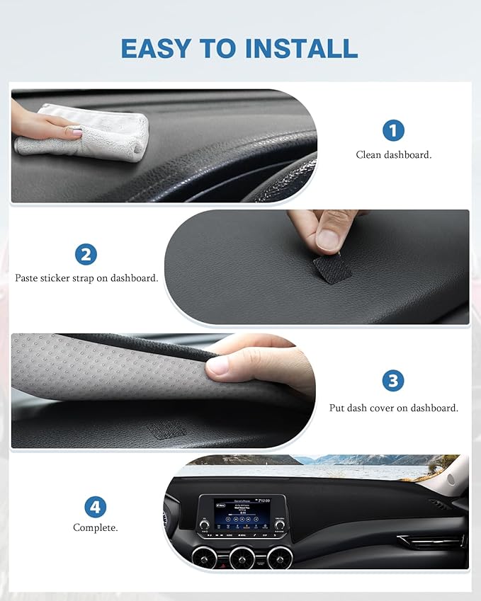 FIILINES Dash Cover for Nissan Sentra 2020-2025(S/SV/SR), Dashboard Mat Cover Sunshade Nonslip Mesh Protector No Glare Black
