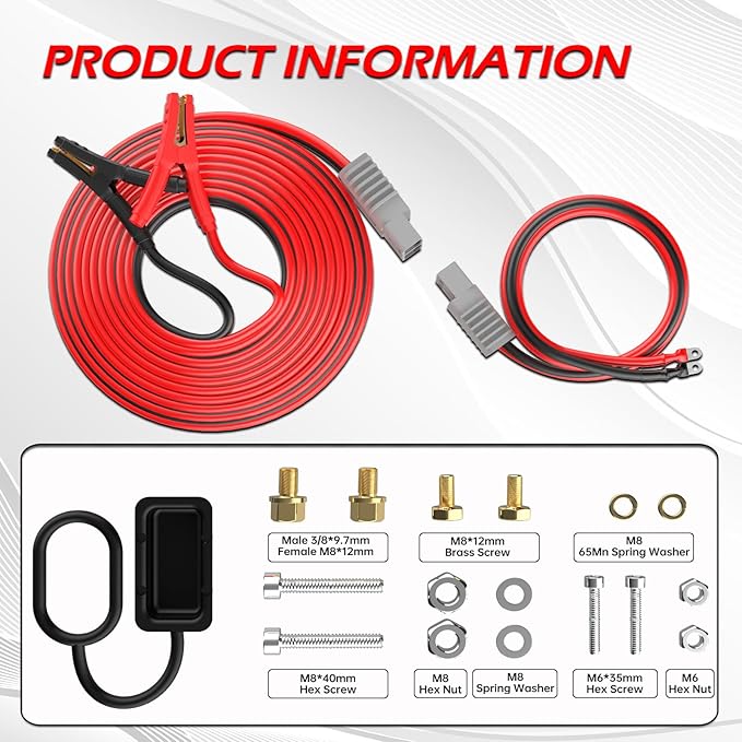 NOONE 2/0 Gauge 30FT Heavy Duty Jumper Cables for Car Battery, 1500A Quick Connect Automotive Booster Cables for SUVs & Trucks, Includes Carry Bag, Gloves, Brush & Goggles