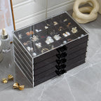 YUFONG Earring Storage Box Organizer, Acrylic Jewelry Storage Box Holder 5 Drawers Transparent Jewelry Display Stand with 120