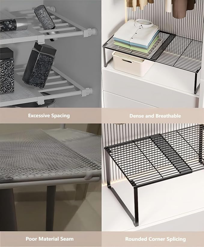 Multi-Functional Adjustable Metal Wire Shoe Rack Organizer - Stackable Shoe Storage for Closet, Extendable 15-24.4in, Retract