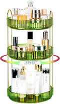 360 Rotating Makeup Organizer - Large Capacity Spinning Perfume & Cosmetic Skincare Holder for Vanity & Countertop (Gem Green