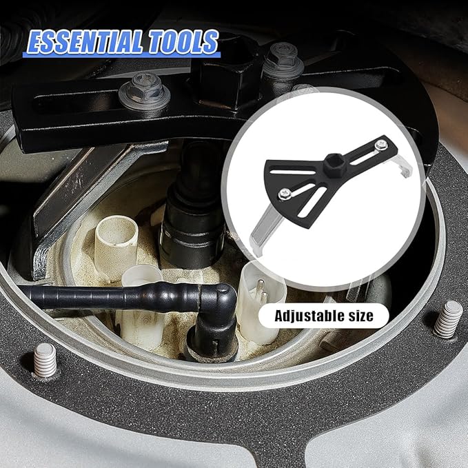 YoRise Car Fuel Pump Removal Tool, Adjustable Auto Fuel Lid Tank Cover Collar Ring Install Spanner with 3 Arms, 5.2'' to 7.17
