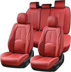 Coverado Car Seat Covers Full Set, Premium Nappa Leather Seat Covers for Car, Waterproof Car Seat Protector with Lumbar Suppo