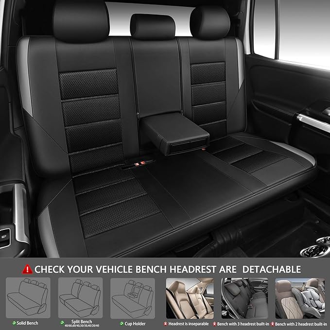 CAR PASS Memory Foam Car Seat Covers Full Set,Breathable Mesh Thick Seat Covers for Car,Gray Metal Film Leather Seat Covers,U
