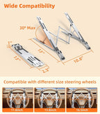 Car Laptop Mount Steering Wheel Tray Holder, Height Adjustable Car Desk for Laptop Computer Tablet, Foldable Portable Lap Laptop Stand for Car Vehicle Workstation Accessories Truck SUV Tesla