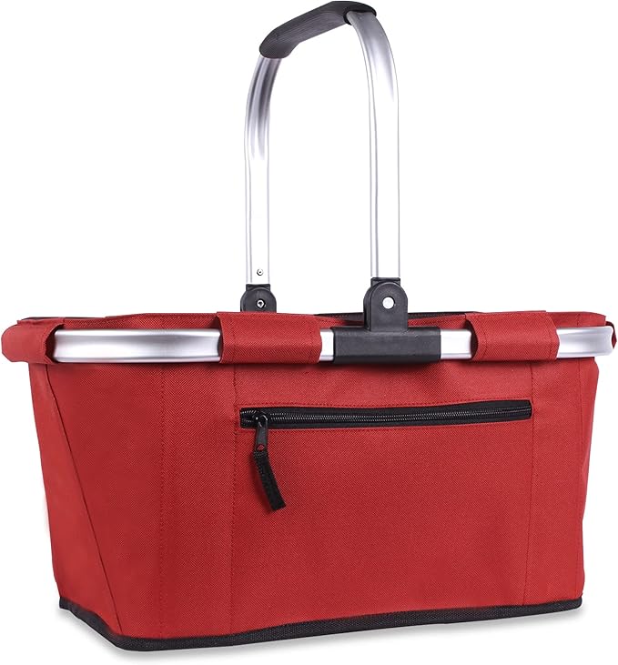 Picnic Basket, SIYUAN Shopping Basket with Handle 22L Collapsible Grocery Basket Portable Folding Bag for Marketing Picnic, R