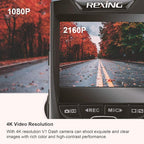 REXING V1 - 4K Ultra HD Car Dash Cam 2.4" LCD Screen, Wi-Fi, 170° Wide Angle Dashboard Camera Recorder with G-Sensor, WDR, Lo