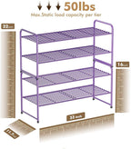 SUFAUY 2-Tier 33" Wide Shoe Rack Closet Metal Wire, Stackable, Purple