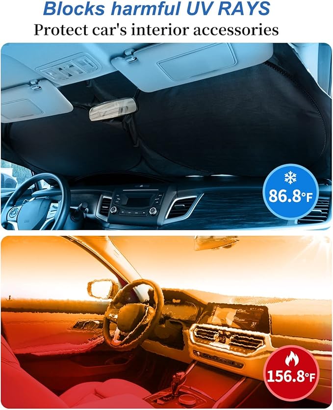 Windshield Sun Shade for Car Windshield,Front and Side Window Shades,Sun Visor Blocker Heat and UV Rays,Automotive Accessories Protector (Medium Size 61x 32 inches)