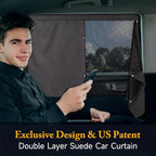 Car Window Shades, 2 Pack Suede Fabric & Dual-Layer with Zipper Magnetic Sun Shade Curtain for Back Side Windows, Universal Fit for SUV/Sedan/Truck Back Window Privacy, Blackout Sunshade for Baby