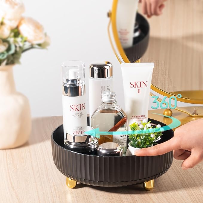 Anyoifax Makeup Perfume Organizer Tray 360 Degree Rotating Lazy Susan Skincare Lotion Organizer Spinning Cosmetics Storage fo