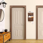 Mail Organizer Wall Mount with 4 Key Hooks, Rustic Wooden Hanging Mail Sorter Farmhouse Key Holder for Wall Decoration, 2-Slo