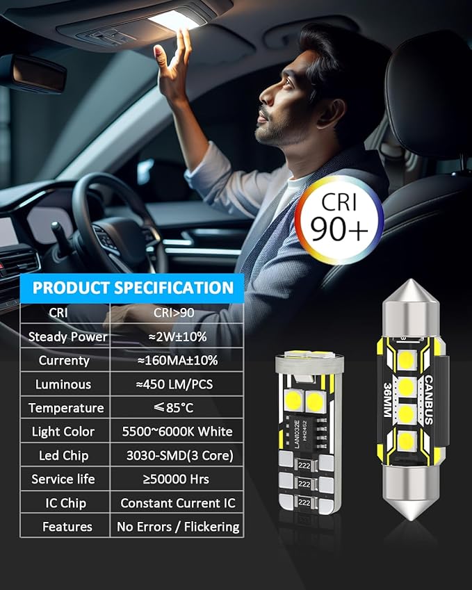 AENVTOL 13 Pieces Interior LED Lights Replacement for Ford Escape 2013-2020 White LED Interior Bulb with Install Tool