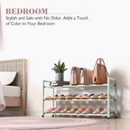 Bumusty 3-Tier Expandable Shoe Rack for Closet, 18“-33” Adjustable Shoe Rack for Small Space, Small Shoe Organizer for Front 