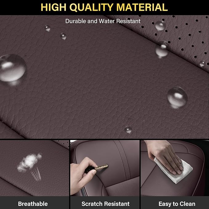 Coverado Chevy Silverado Seat Covers, Leather Car Seat Covers Custom Fit for Chevy Silverado GMC Sierra 2014-2018 1500, 2015-