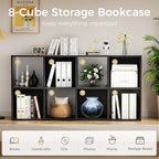 COMHOMA 8 Wood Cube Storage Organizer with Open Back and Removable Back Panels, 11In Black Cube Storage Bookshelf, Cubicle Sh
