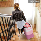 HomeHacks 2 Pack Large Laundry Baskets, Waterproof, Freestanding Laundry Hampers, Collapsible Clothes Hamper with Reinforced 