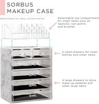 Sorbus Acrylic Makeup Organizer Set, 6-Drawer Vanity & Countertop Cosmetic Storage with Small & Wide Compartments, Marble Pri