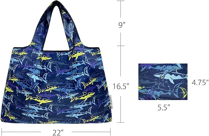 allydrew Large Foldable Tote Nylon Reusable Grocery Bags, 6 Pack