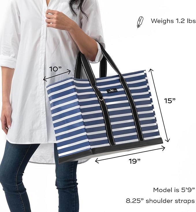 SCOUT Original Deano Tote Large - Durable Lightweight Open Top Beach, Pool & Lake Bag, Inside Zip Pocket, Folds Flat