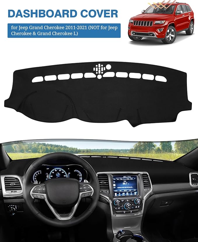 FIILINES Dash Cover for Jeep Grand Cherokee 2011-2021 (NOT for Jeep Cherokee & Grand Cherokee L), Dashboard Mat Cover Car Acc