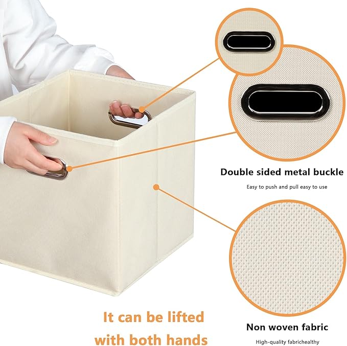 Fabric storage bins Cubes, Fabric Cube Organizer with Handle, Foldable Cube Bins for Cloth or Accessary Storage, 11x11x11, Se