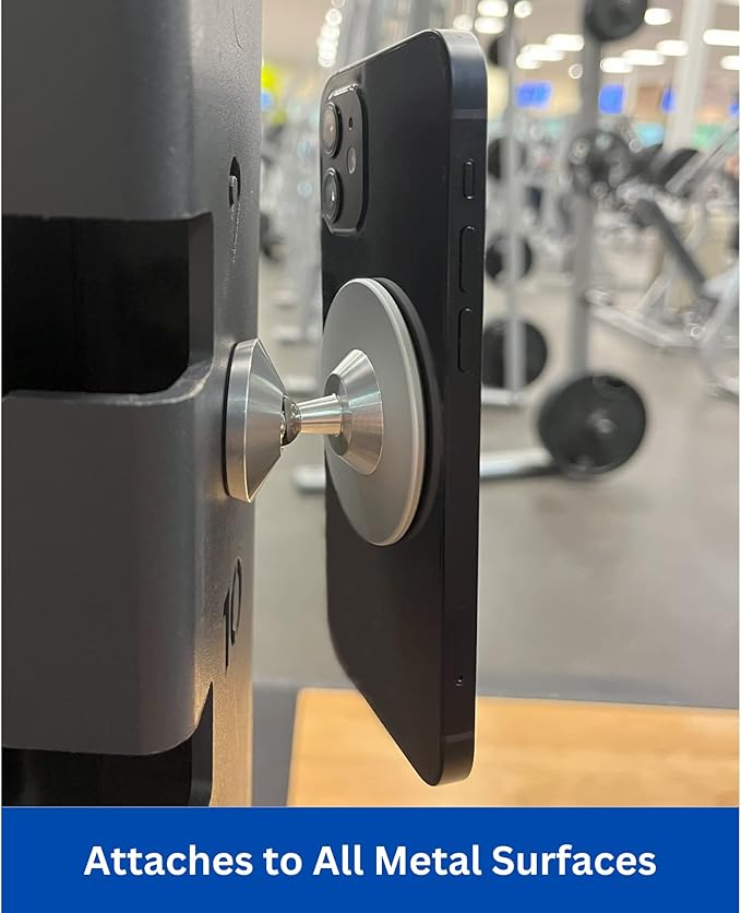 Gym Mate Magnetic Phone Mount Holder Compatible with MagSafe – Attaches to Metal Surfaces – Hands-Free Workout & Recording – Strong Magnetic Grip – Stable, Secure, Compact Size