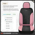 Coverado Car Seat Covers 2-Pack, Luxury Front Seat Covers, Automotive Car Seat Protectors, Pink Driver Seat Covers Universal 