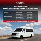 LASFIT Floor Mats for Mercedes Benz Sprinter 1500/2500/3500 2026 2025 2024 2019-2023 (Fit Cargo Van & Cab Chassis), All Weatehr TPE Floor Liners Custom Fit Sprinter 1st Row with Center Aisle Liner