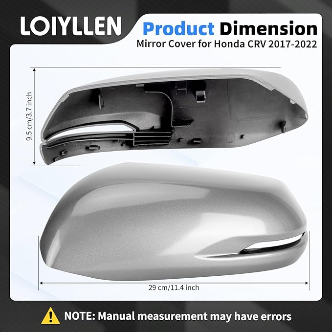 Driver Side Mirror Cover Replacement for Honda CRV 2017 2018 2019 2020 2021 2022 - Left Side Mirror Covers, Rear View Mirror Cap Accessories Grey, With Lamp
