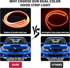 Car Hood Light Strip,White 94.5 Inches Dynamic Car LED Strip Lights,Turn Signal Lamp,Waterproof IP66 DRL Compatible with Chevy Silverado 1500 2500 GMC Sierra 1500 2500 Dodge Ram 1500 2500