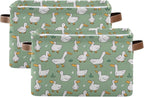 xigua Cartoon Goose Storage Basket Collapsible Storage Bins Waterproof Canvas Storage Basket with Leather Handles for Home Cl