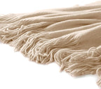 Homiest Decorative Knitted Throw Blanket with Fringe, Lightweight Acrylic Knit, Soft & Cozy Tassel Blanket for Couch, Sofa, B