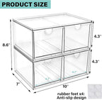 Prsildan Stackable Clear Makeup Organizer, 2 Pack Acrylic Storage Drawers with 4 Drawers for Vanity Bathroom Office Desk Modu